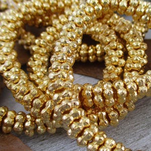 5mm Gold Forget-Me-Not Spacer Beads, Czech Glass Beads, Strand of 50 Beads