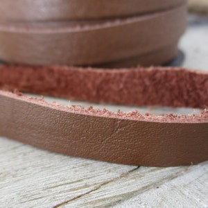 10mm Deertan Flat Lace, 3 Feet of Saddle Brown Soft Water Resistant Genuine Leather Cord, 3/8 Inch Wide