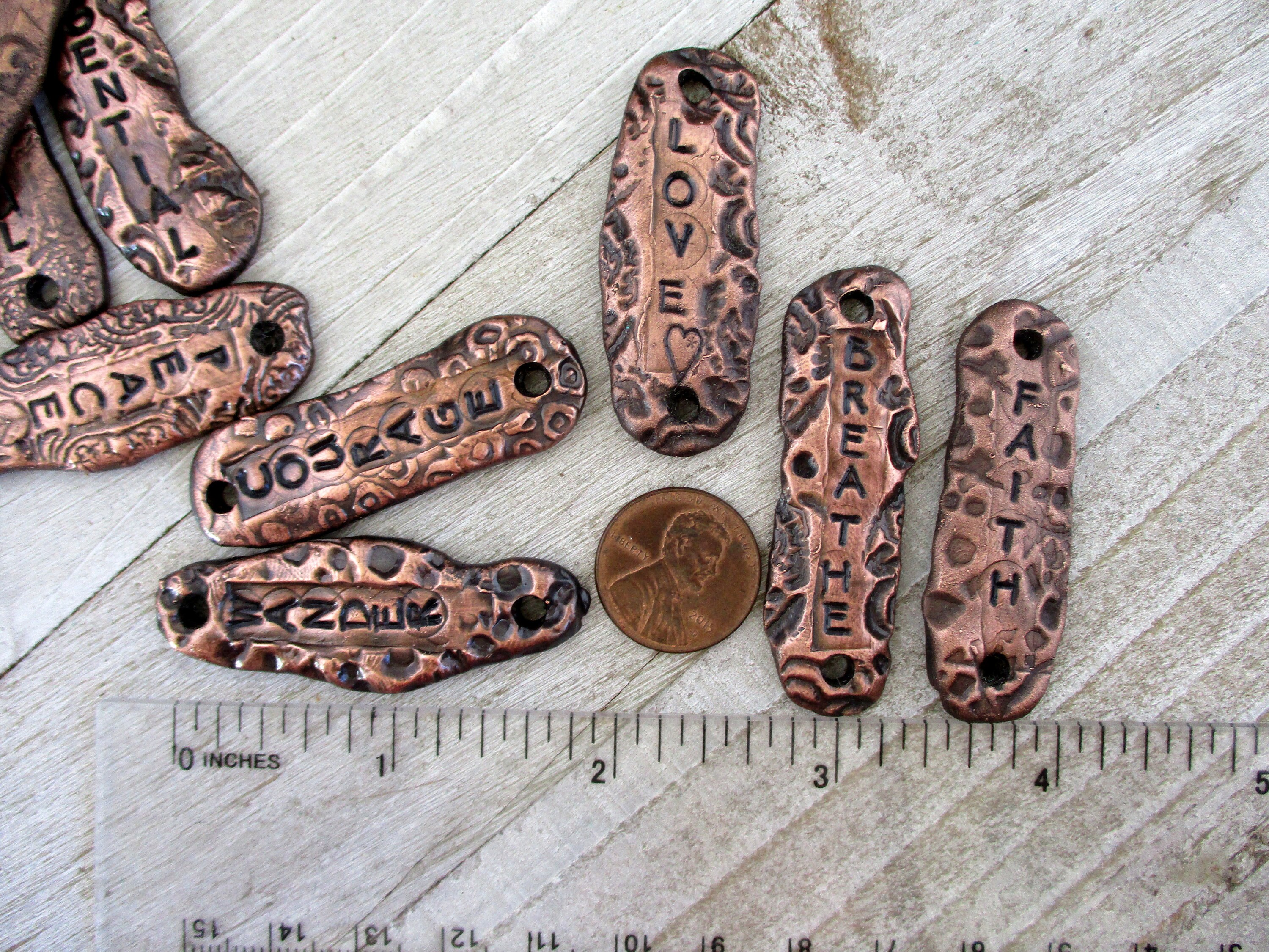 Handmade Copper Inspiration Charms Embossed Copper Words 3mm Etsy