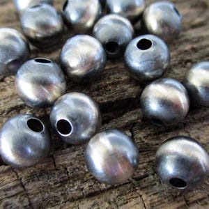 6mm Navajo Pearls, Oxidized Sterling Silver Beads, 1.8mm Hole, You Get 5 Beads