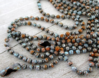 3.2mm Ball Chain, OLD ADOBE Patina, Grey, Turquoise & Rust, Hand Applied Patina, by the Inch, 6" to 72", 1 Connector per Foot Included