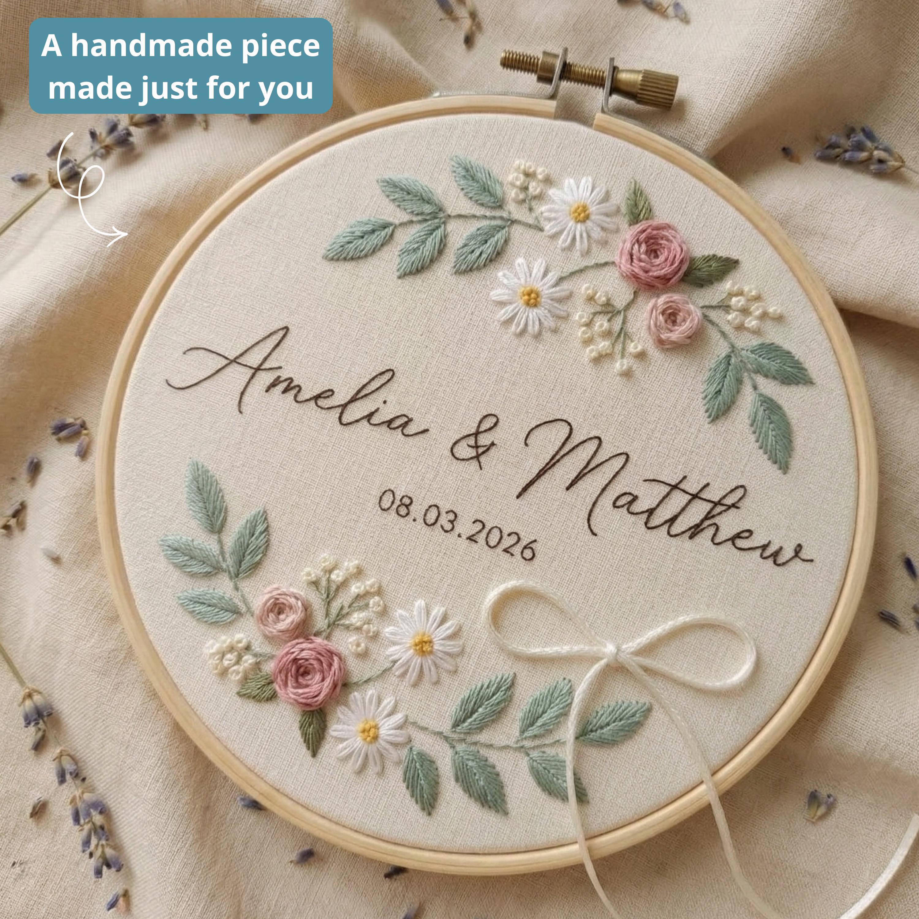 Personalized Couple Hoop Art, Custom Names Embroidery, Wedding Keepsake ...