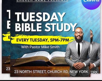 Editable Bible Study Flyer Template, Church Bible Study Invitation, Prayer Meeting Flyer, Midweek Church Service Flyer, Christian Flyer