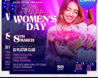 Editable Women’s Day Party Invitation Template | International Women’s Day Flyer | Women’s History Month Canva Invite | Instant Download