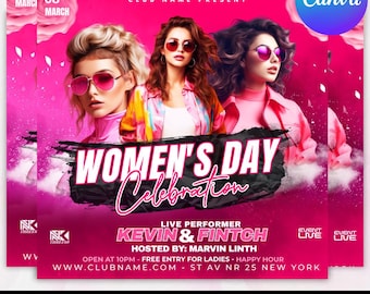 International Women’s Day Invitation Template, Women’s Day Celebration Flyer, Editable Canva Party Invite, Ladies Brunch Digital Download