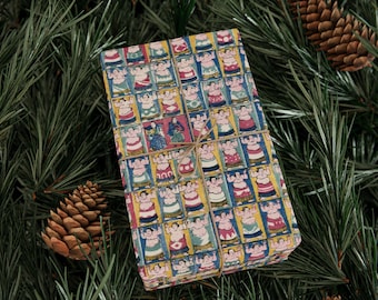 Papel de regalo vintage con luchadores de sumo / Papel de regalo con arte japonés de sumo