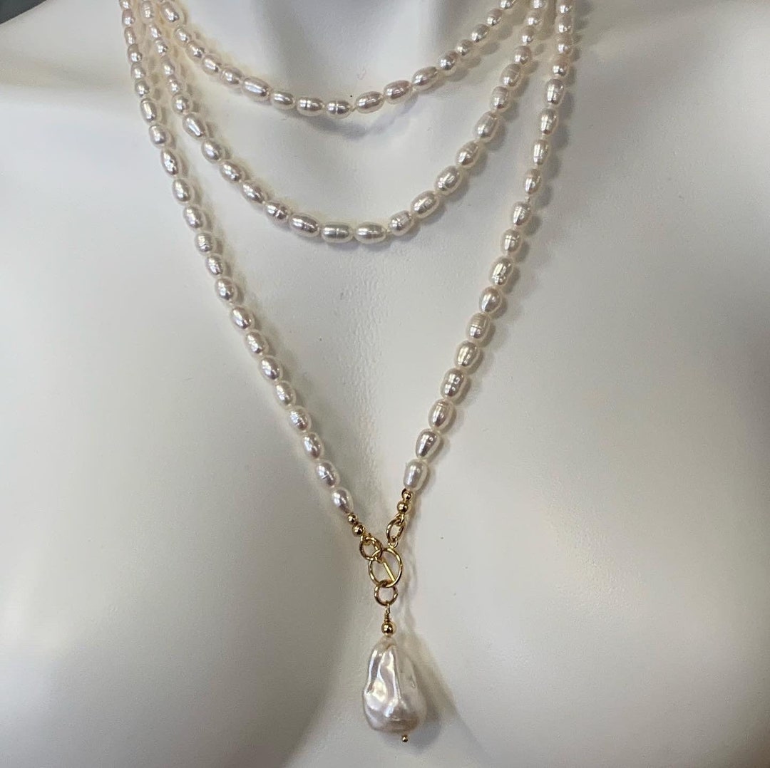 Pearl Necklace Long Pearl Necklace Pearl Necklace With - Etsy