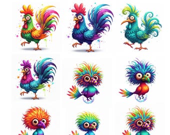 Quirky Coop King Funny Rooster Clipart  PNG Download Instant Fun! Hilarious Chicken & Rooster Clipart Pack Commercial Rigths