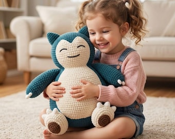 Giant Snorlax Crochet Pattern PDF,  Digital Download, Amigurumi Plush Toy Tutorial, Lifetime Access, Amigurumi Plush Pillow PDF,