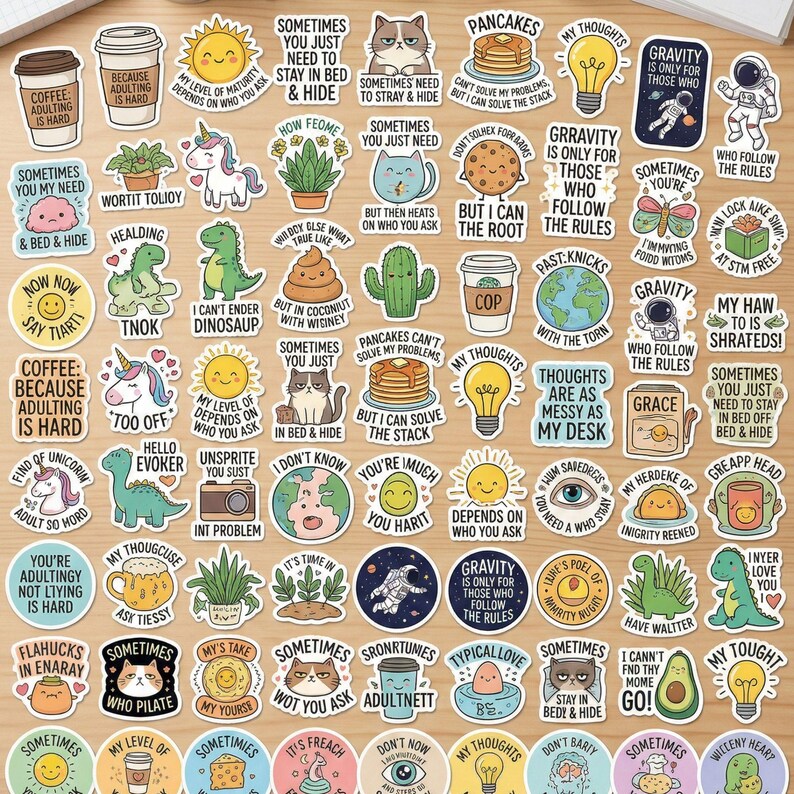 250+ Funny Inspiration Stickers Bundle, Fun Sticker Pack, Adults PNG ...