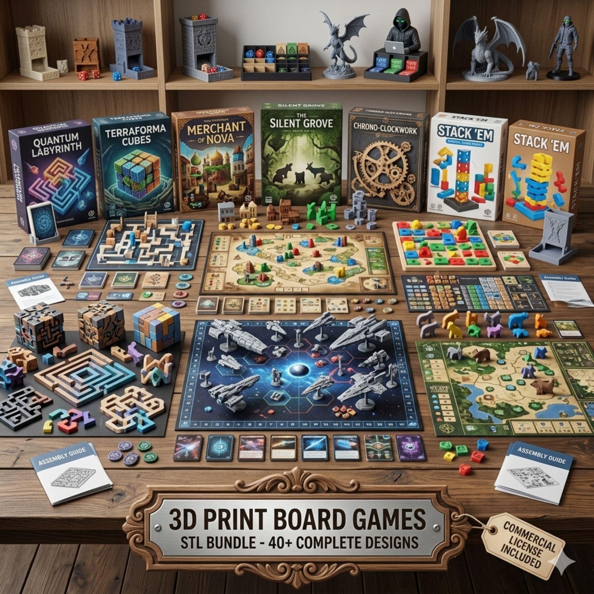 40+ 3D Print Board Games STL Bundle, Tic-tac-toe 3D STL Bundle, Family ...