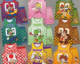Super Mario Basketball Jersey, Mario Luigi Yoshi Peach Cartoon Tank Top, Gaming Sleeveless Shirt, Gamer Gift USA