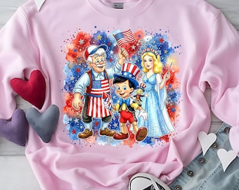 Cartoon and Friends Design Png, 4 luglio America Movies Glitter Acquerello Colorato PNG, Scarica file
