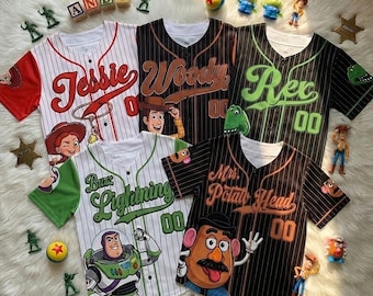 Toy Story Baseball Jersey for Kids – Woody, Buzz Lightyear, Jessie, Rex, Lotso Shirt, Disney Pixar Outfit Gift for Boys Girls, Y2K Jersey