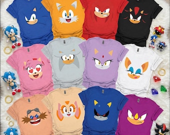 Sonic The Hedgehog Shirt, Tails Knuckles Shadow Amy Rose Tee, Retro Gamer Shirt, Sonic Character Graphic Tee, Sonic Fan Gift