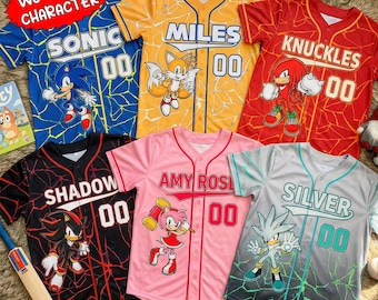 Sonic Baseball Jersey for Kids – Sonic, Tails, Knuckles, Shadow, Amy Cartoon Shirt, Sega Gaming Outfit Gift for Boys Girls, Y2K Jersey