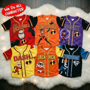 Incredibles Family Matching Shirt Baseball Jersey Mr Incredible Elastigirl Dash Jack Jack Custom Birthday Disney Trip Tee