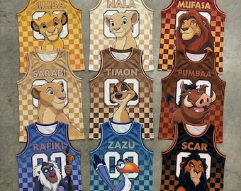 Lion King Basketball Jersey, Simba Nala Mufasa Cartoon Tank Top, Animal Character Sleeveless Shirt, Family Matching Gift USA