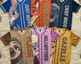 Custom Zootopia Baseball Jersey, Personalized Name & Number Shirt, Judy Hopps Nick Wilde Cartoon Tee, Animal Character Gift USA