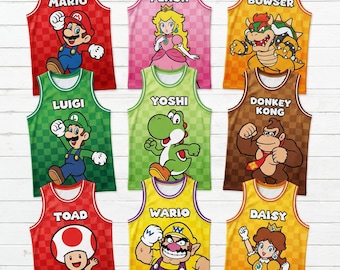 Maillot de basket-ball Super Mario, débardeur de dessin animé pêche Mario Luigi Yoshi, chemise sans manches de jeu, cadeau de joueur Etats-Unis