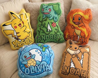 Almohada personalizada con número PKM para cumpleaños, almohada con edad personalizada, regalo de cumpleaños para niños, almohada con número para fiestas, regalo para niños gamers