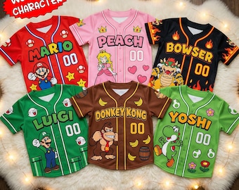 Custom Super Mario Family Birthday Shirts, Mario Party Jerseys, Birthday Boy Outfit, Custom Name Number, Mario Theme Family Matching