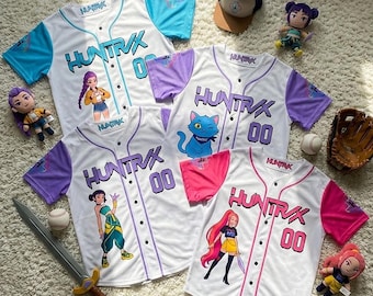 Custom Fantasy Hunter Jerseys, Huntrix Style Shirts, Game Character Baseball Jersey, Custom Name Number, Gamer Birthday Shirt