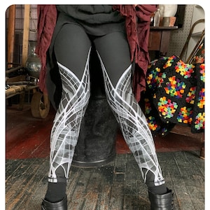 Dark Fairy Xray Wing Leggings BLACK and white tights legwear leggings image 2