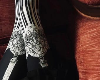 Burlesque Leggings , garter leggings, Womens tights, stockings, bottoms, tights,