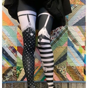 PIRATE Leggings - Striped Polka Dot LEGGINGS , garter leggings, Womens tights, stockings, bottoms, tights,