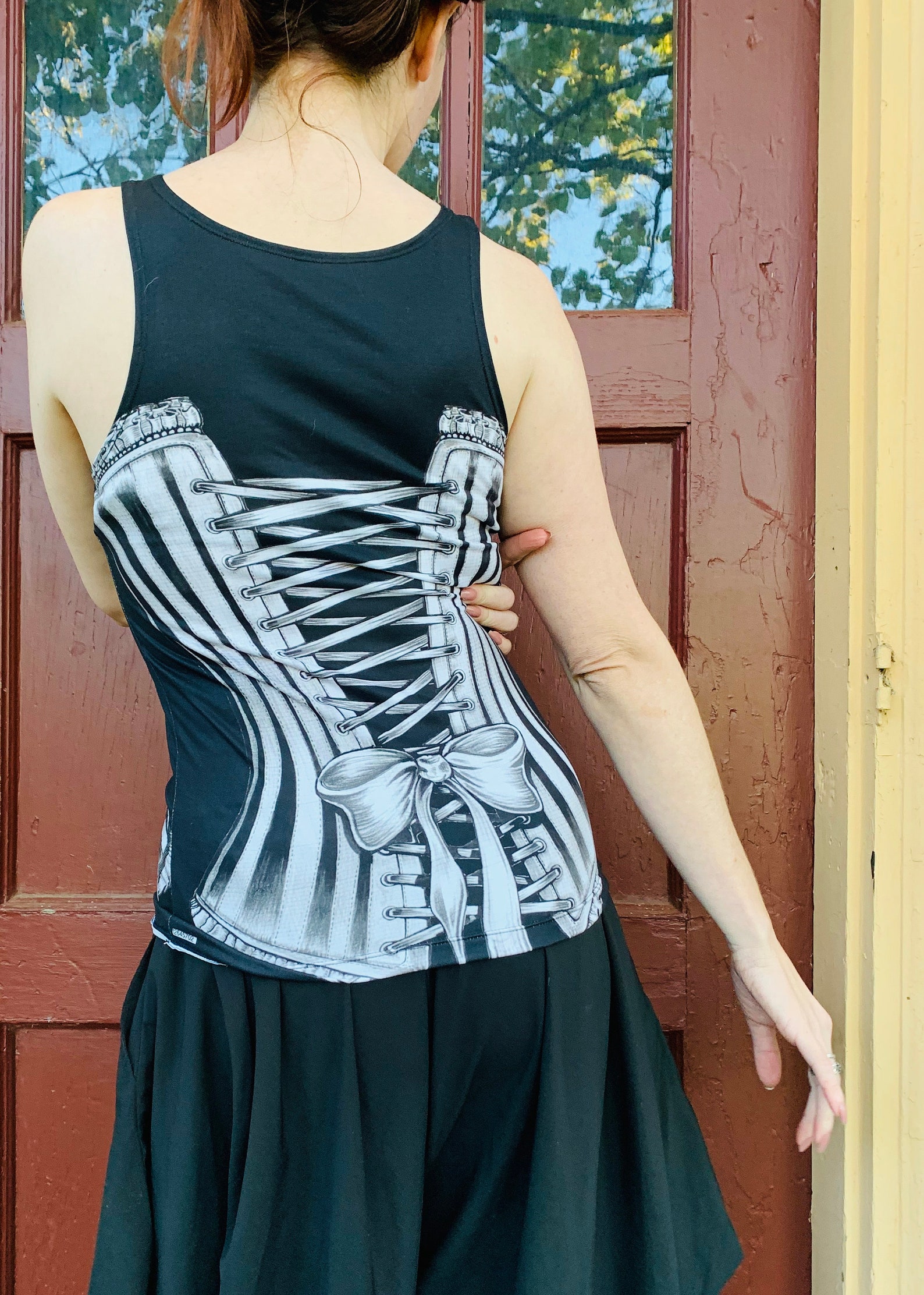 Victorian Corset Tank Top Double Print Etsy