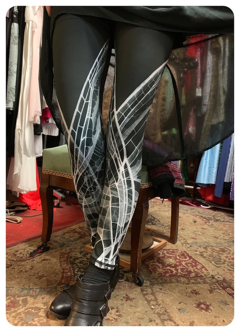 Dark Fairy Xray Wing Leggings BLACK and white tights legwear leggings