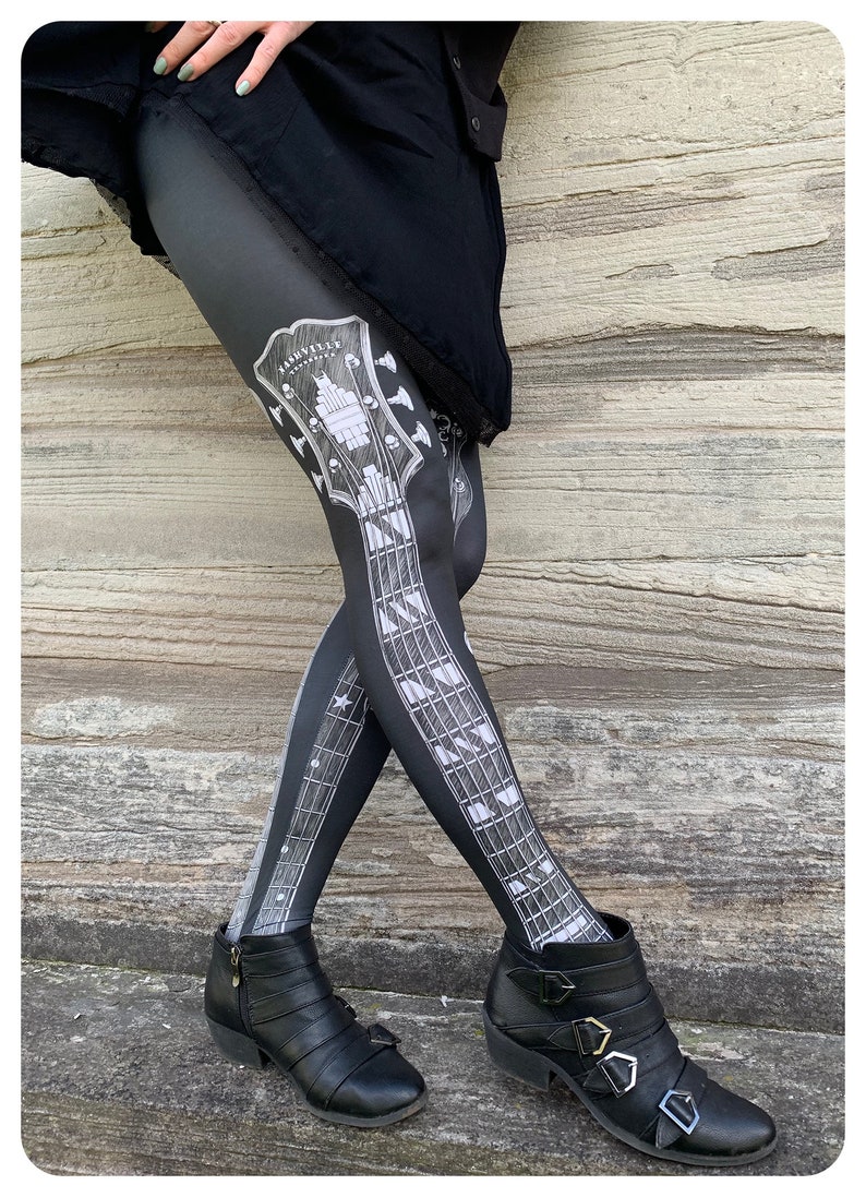 GUITAR LEGGINGS music leggings guitar tights fiddle music tights legwear image 6