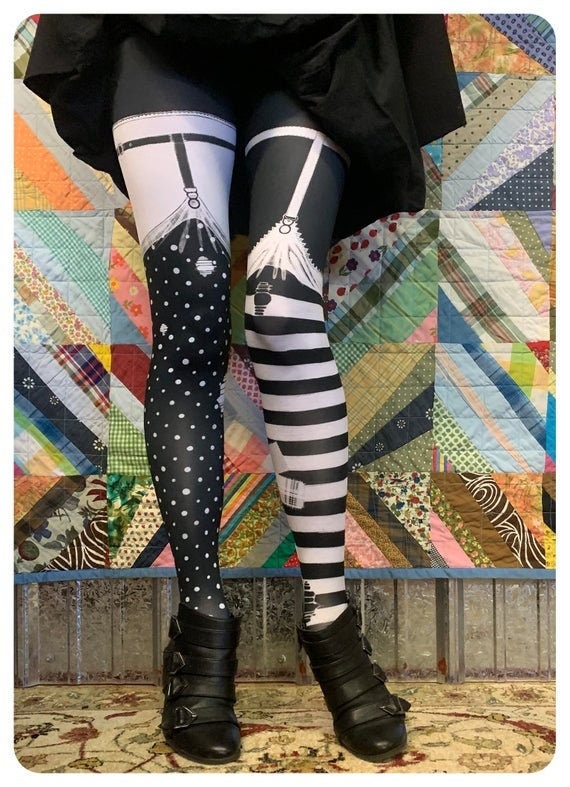 garter belt print tights Garter Print Leggings