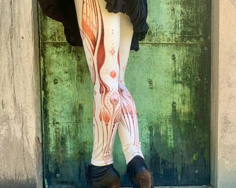 Egyptian Revival Legging - Papyrus Copper by fox savant, Womens tights, stockings, bottoms, tights,