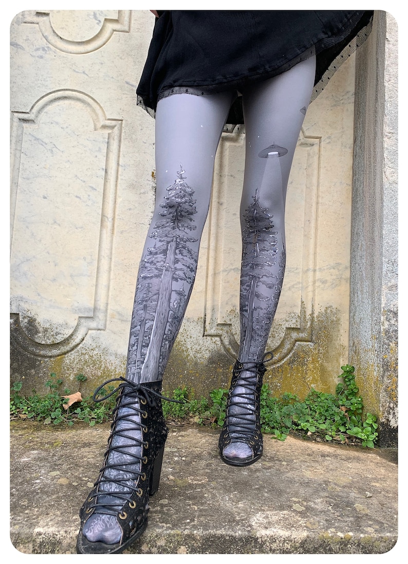 Grey Forest Leggings UFO grey forest tights woods legwear image 1