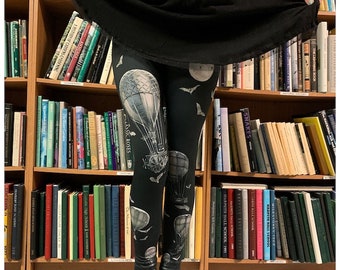 Hot air Balloon LEGGINGS - Bats, Moons, Hot Air Balloons Printed Leggings , tights, bottoms,
