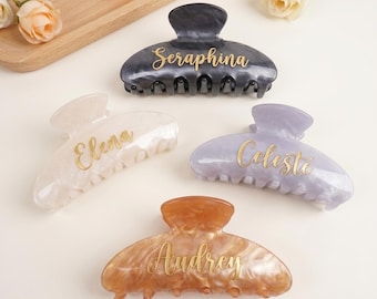 Customizable Hair Claw Clip, Personalized UV Name Hair Accessory, Custom Text Acetate Clip for Bridesmaids or Gifts Keepsake Daily