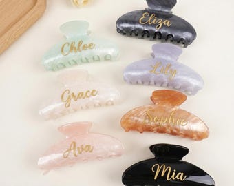 Personalized Hair Claw Clip Gift for Her, Custom UV Name Acetate Clip, Bridesmaid Proposal Gift, Birthday Gift for Women Keepsake Cute