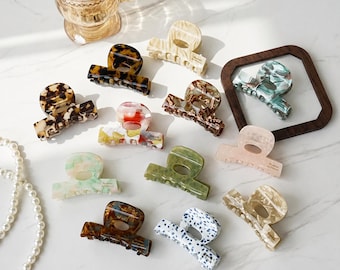 Franse chique acetaat haarklauwklem, kleine luipaardschildpad haarspeldje, elegant Parijse haaraccessoire, esthetisch dagelijks cadeau voor haar