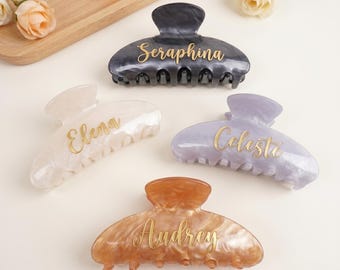 Personalized Large Hair Claw Clip, Custom UV Name Acetate Clip for Thick Hair, Strong Hold Hair Accessory, Practical Gift for Women