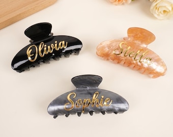 Custom Name Hair Claw Clip Christmas Gift, Personalized UV Hair Accessory, Stocking Stuffer for Her, Holiday Gift for Women Cute Daily