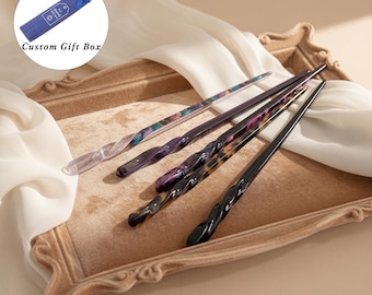 Acetate Hair Stick for Women, Korean Style Elegant Minimalist Hair Pin, Marble Tortoise Shell Hair Chopstick, Daily Bun Maker Gift for Her