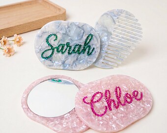 Personalized Acetate Hair Clip, Custom Name Barrette, Rhinestone Name Hairpin, Bridesmaid Gift, Custom Hair Accessory, Unique Name Clip