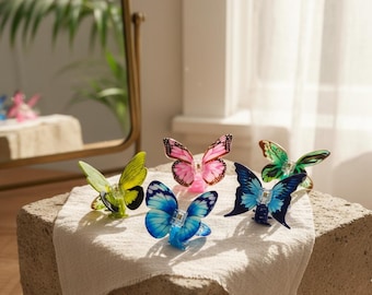 Realistic Butterfly Hair Claw Clip, 3D Iridescent Wing Hair Accessory, Fairycore Nature Jewelry Gift for Her, Aesthetic Cottagecore Style
