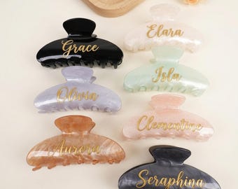 Custom Hair Claw Clip for Women, Personalized UV Name Acetate Clip, Cute Gold Foil Hair Accessory, Birthday Gift for Her Best Friend