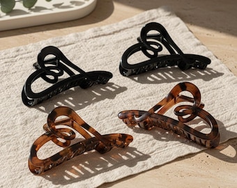 Heart Hair Claw Clip Matte and Glossy Acetate Large Hair Catch Thick Hair Styling Accessory Minimalist Aesthetic Gift for Her Bridesmaid