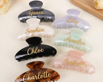 Custom UV Printed Hair Claw Clip, Personalized Name Claw for Thick or Medium Hair, Secure Everyday Hair Clip, Practical Gift for Her