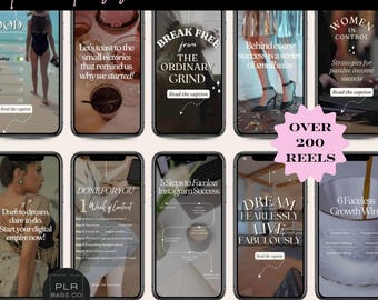 200 Faceless Reels Bundle with MRR & PLR Social Media Template Canva Digital Marketing Instagram