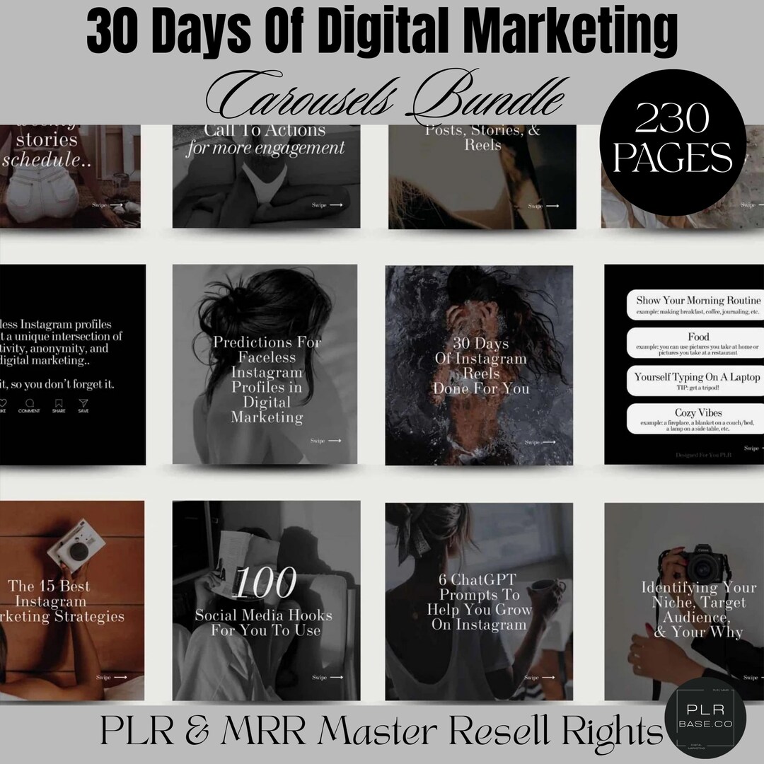 30 Days Digital Marketing Social Media Carousels Canva Templates PLR ...